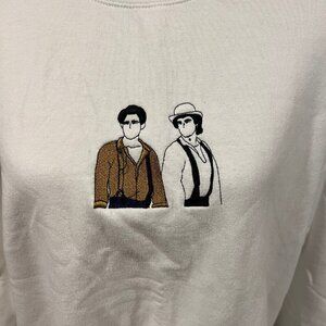 Vampire Diaries Embroidered White Crewneck Sweatshirt, Size Large